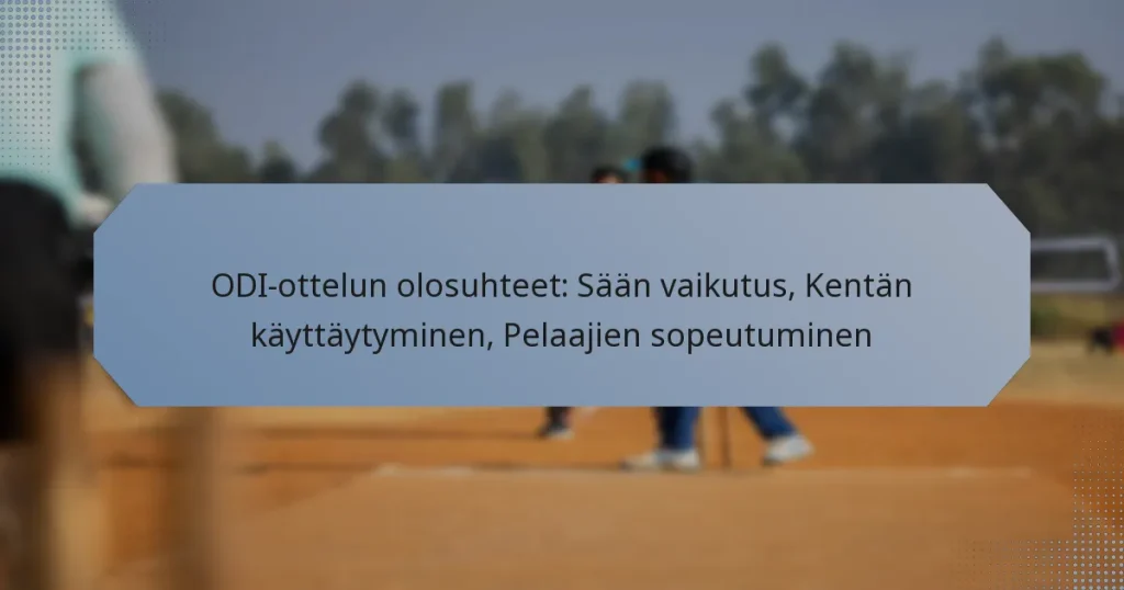 ODI-ottelun olosuhteet: Sään vaikutus, Kentän käyttäytyminen, Pelaajien sopeutuminen