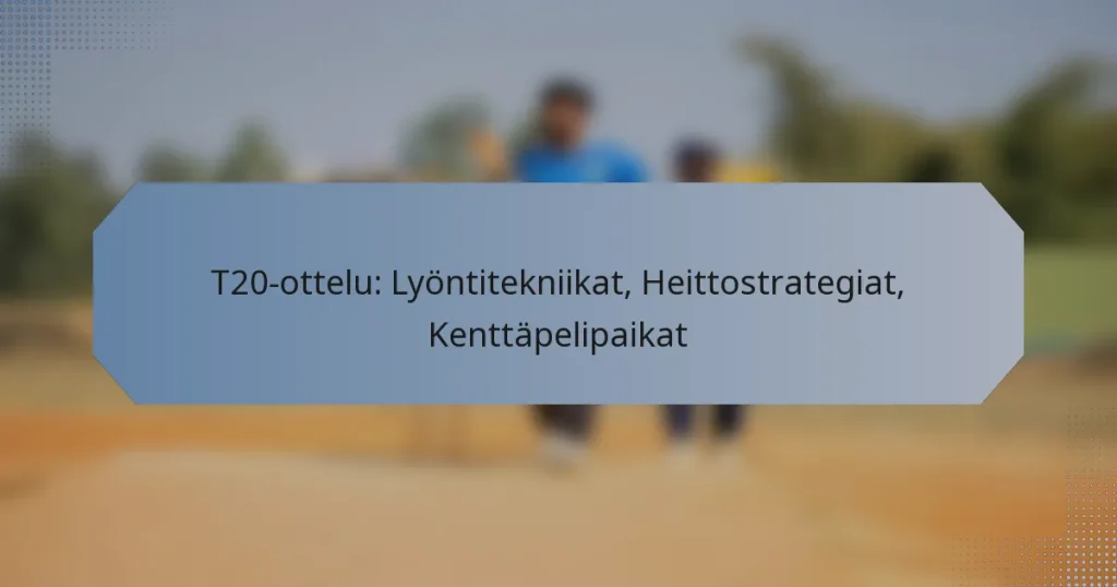 T20-ottelu: Lyöntitekniikat, Heittostrategiat, Kenttäpelipaikat