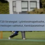 T20 Strategiat: Lyöntivoimapelivaihe, Heittojen vaihtelut, Kenttäasetelmat