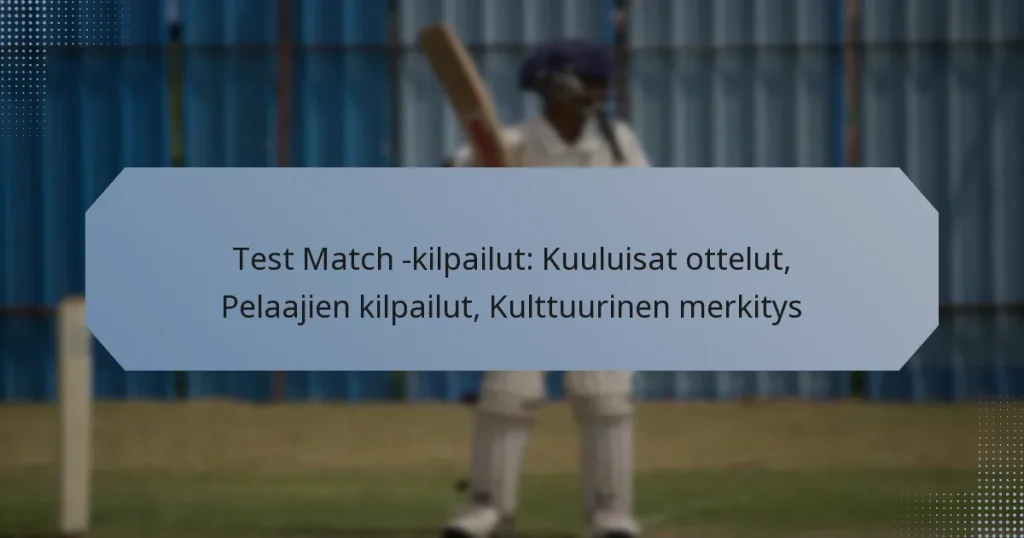 Test Match -kilpailut: Kuuluisat ottelut, Pelaajien kilpailut, Kulttuurinen merkitys