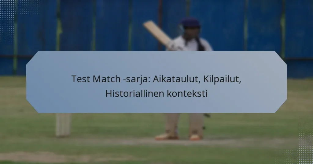 Test Match -sarja: Aikataulut, Kilpailut, Historiallinen konteksti