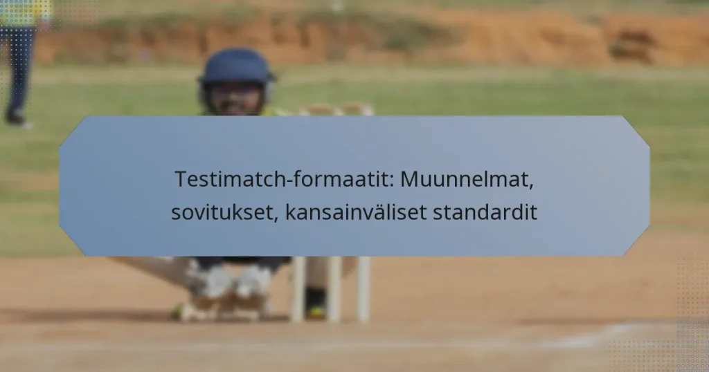 Testimatch-formaatit: Muunnelmat, sovitukset, kansainväliset standardit