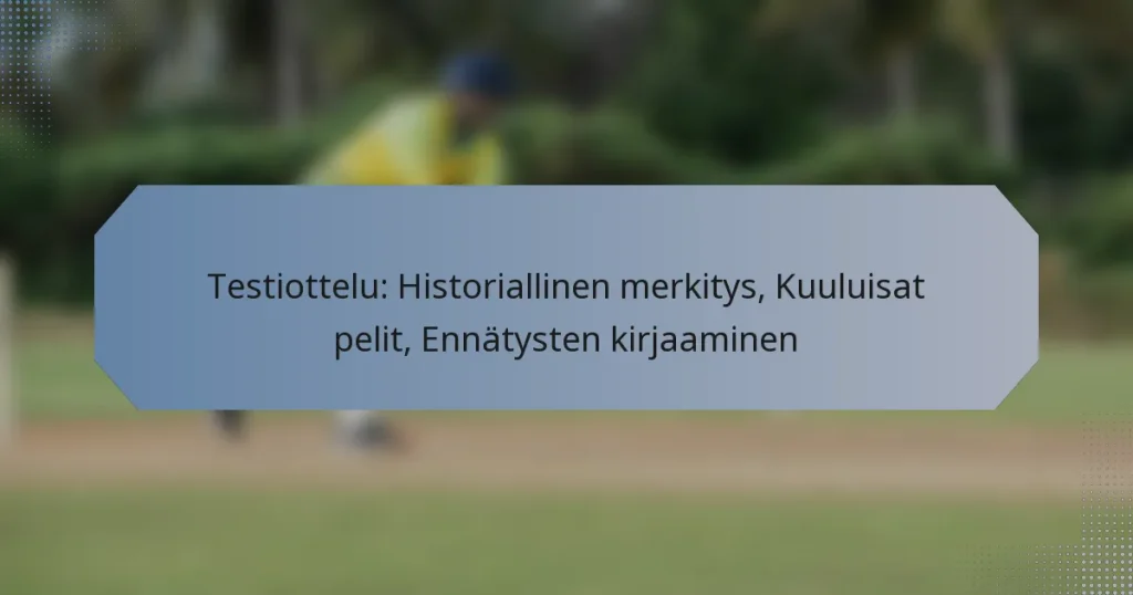 Testiottelu: Historiallinen merkitys, Kuuluisat pelit, Ennätysten kirjaaminen