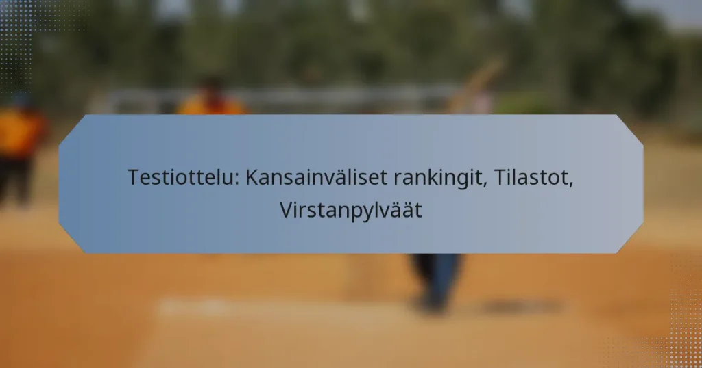 Testiottelu: Kansainväliset rankingit, Tilastot, Virstanpylväät