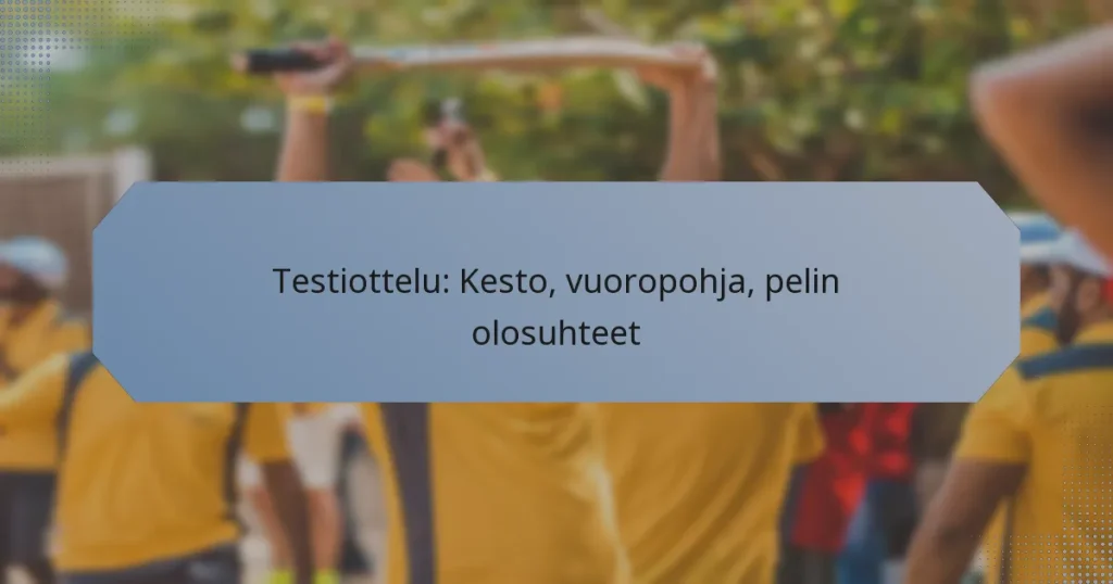 Testiottelu: Kesto, vuoropohja, pelin olosuhteet