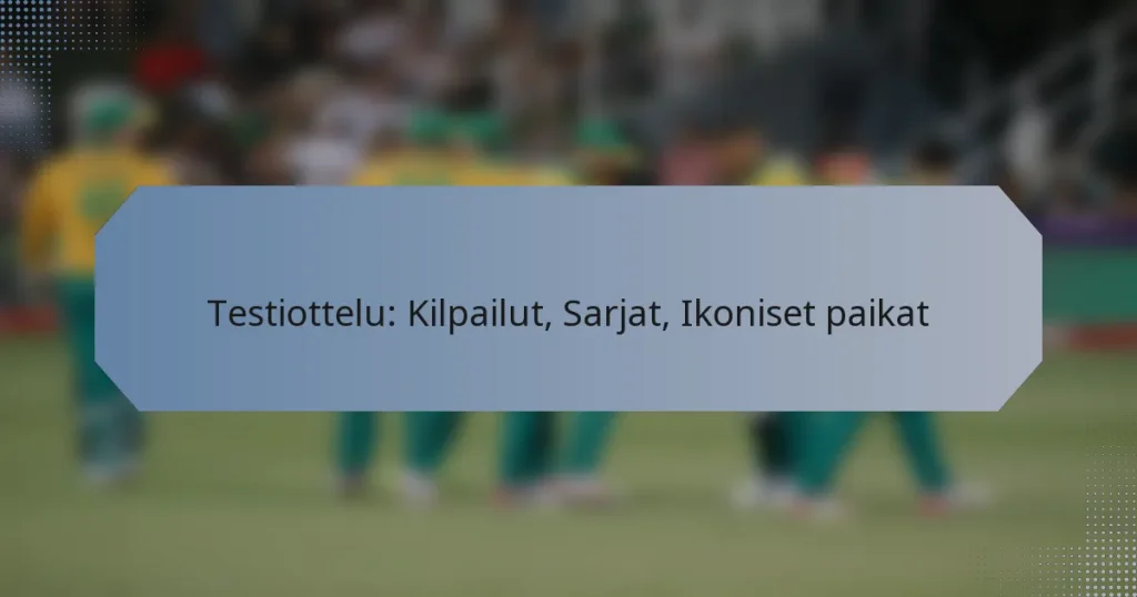 Testiottelu: Kilpailut, Sarjat, Ikoniset paikat