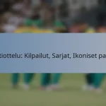 Testiottelu: Kilpailut, Sarjat, Ikoniset paikat