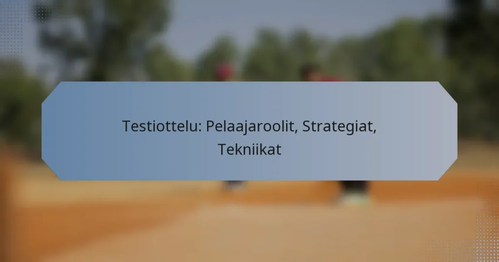 Testiottelu: Pelaajaroolit, Strategiat, Tekniikat