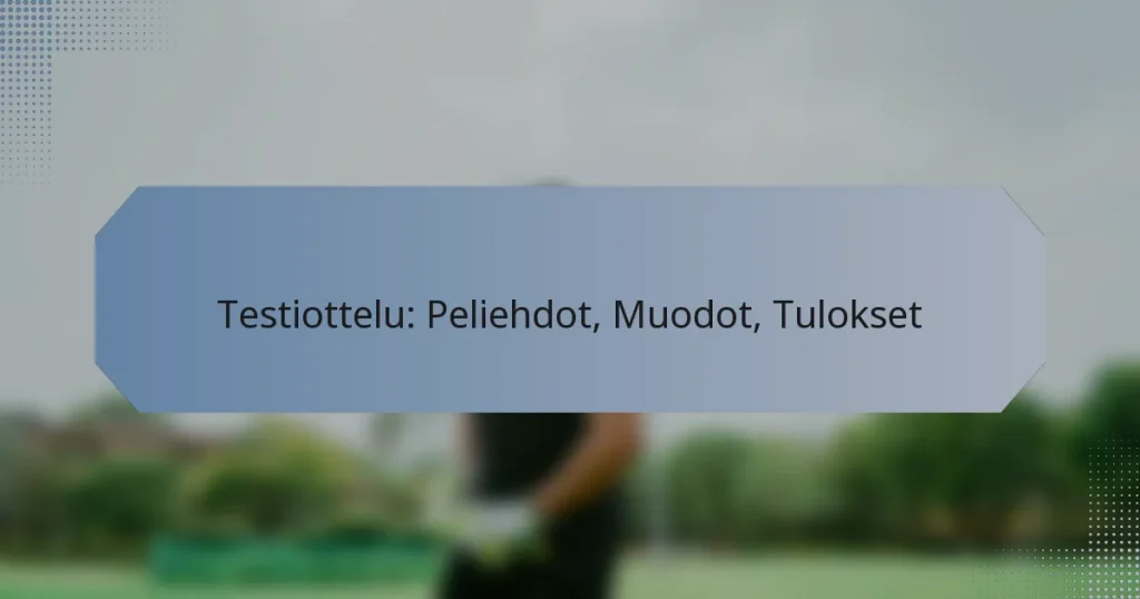 Testiottelu: Peliehdot, Muodot, Tulokset