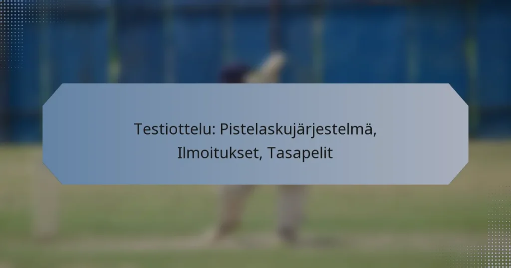 Testiottelu: Pistelaskujärjestelmä, Ilmoitukset, Tasapelit