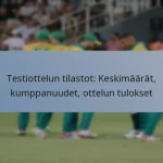 Testiottelun tilastot: Keskimäärät, kumppanuudet, ottelun tulokset