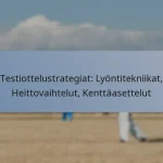 Testiottelustrategiat: Lyöntitekniikat, Heittovaihtelut, Kenttäasettelut