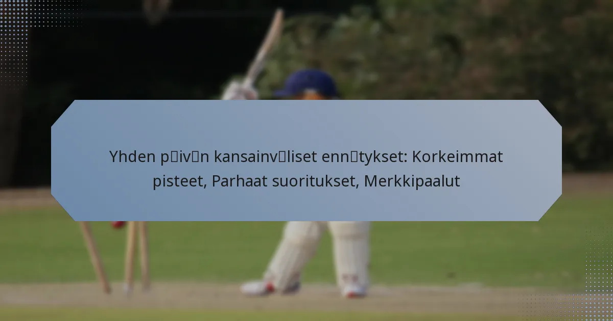 Yhden päivän kansainväliset ennätykset: Korkeimmat pisteet, Parhaat suoritukset, Merkkipaalut