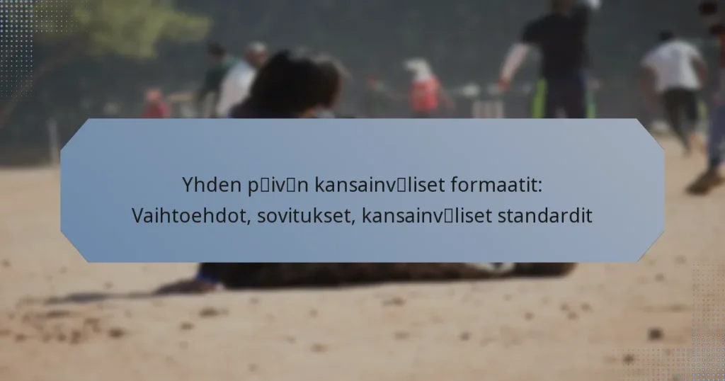 Yhden päivän kansainväliset formaatit: Vaihtoehdot, sovitukset, kansainväliset standardit