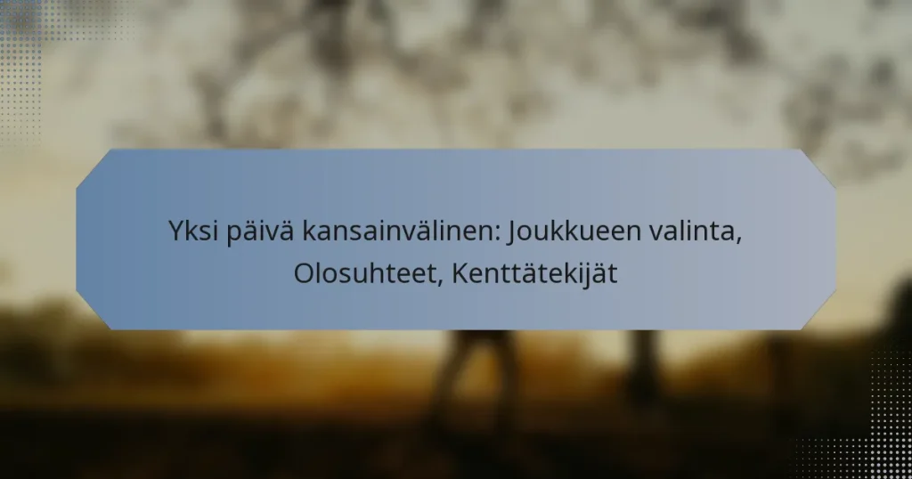 Yksi päivä kansainvälinen: Joukkueen valinta, Olosuhteet, Kenttätekijät