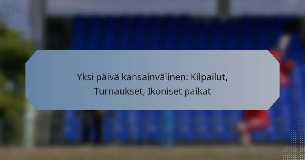 Yksi päivä kansainvälinen: Kilpailut, Turnaukset, Ikoniset paikat