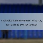 Yksi päivä kansainvälinen: Kilpailut, Turnaukset, Ikoniset paikat