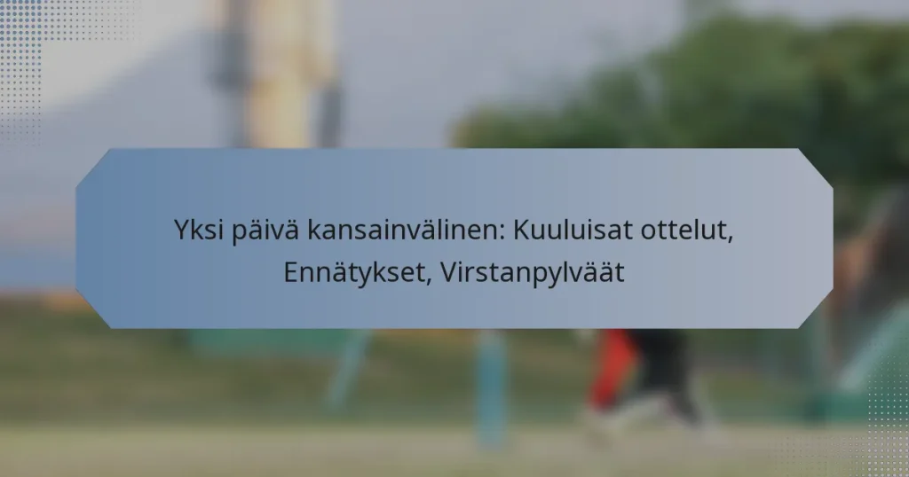 Yksi päivä kansainvälinen: Kuuluisat ottelut, Ennätykset, Virstanpylväät