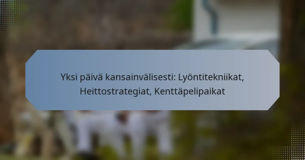 Yksi päivä kansainvälisesti: Lyöntitekniikat, Heittostrategiat, Kenttäpelipaikat