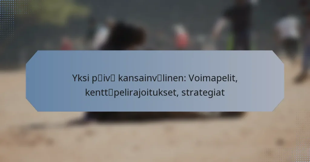 Yksi päivä kansainvälinen: Voimapelit, kenttäpelirajoitukset, strategiat