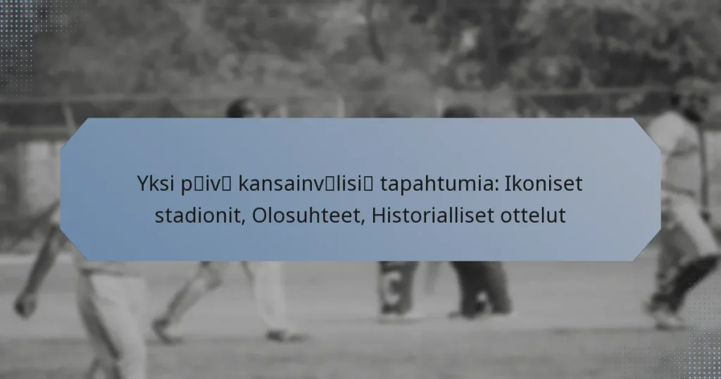 Yksi päivä kansainvälisiä tapahtumia: Ikoniset stadionit, Olosuhteet, Historialliset ottelut