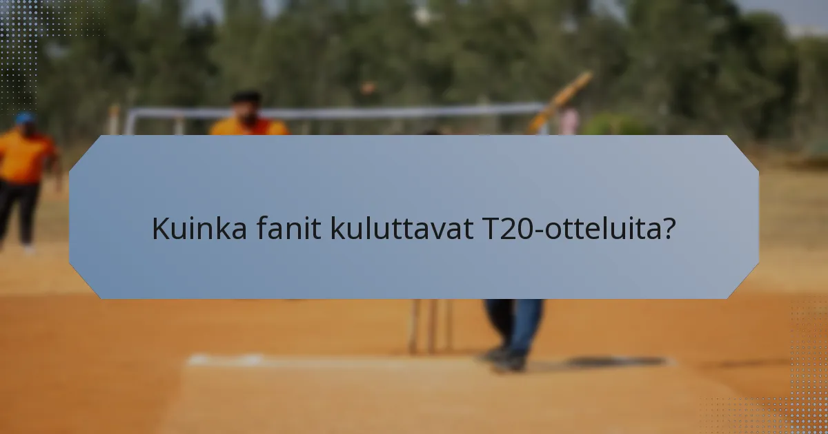 Kuinka fanit kuluttavat T20-otteluita?