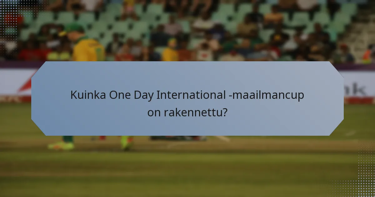 Kuinka One Day International -maailmancup on rakennettu?