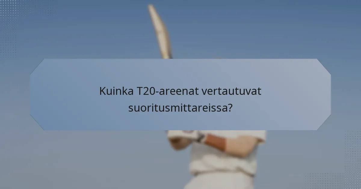 Kuinka T20-areenat vertautuvat suoritusmittareissa?