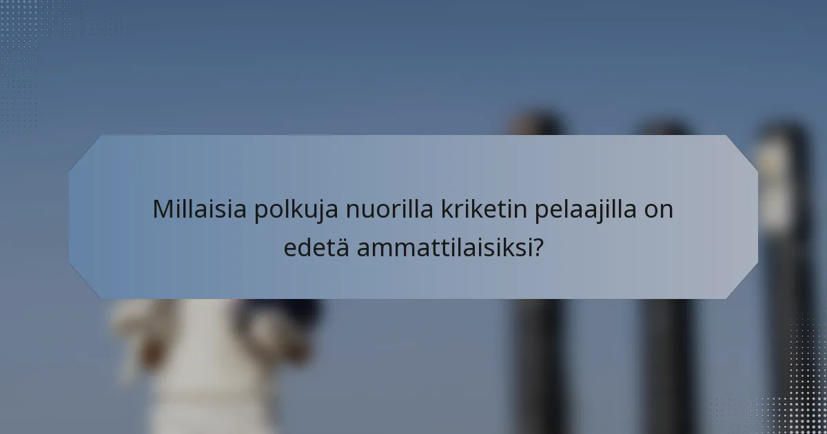Millaisia polkuja nuorilla kriketin pelaajilla on edetä ammattilaisiksi?