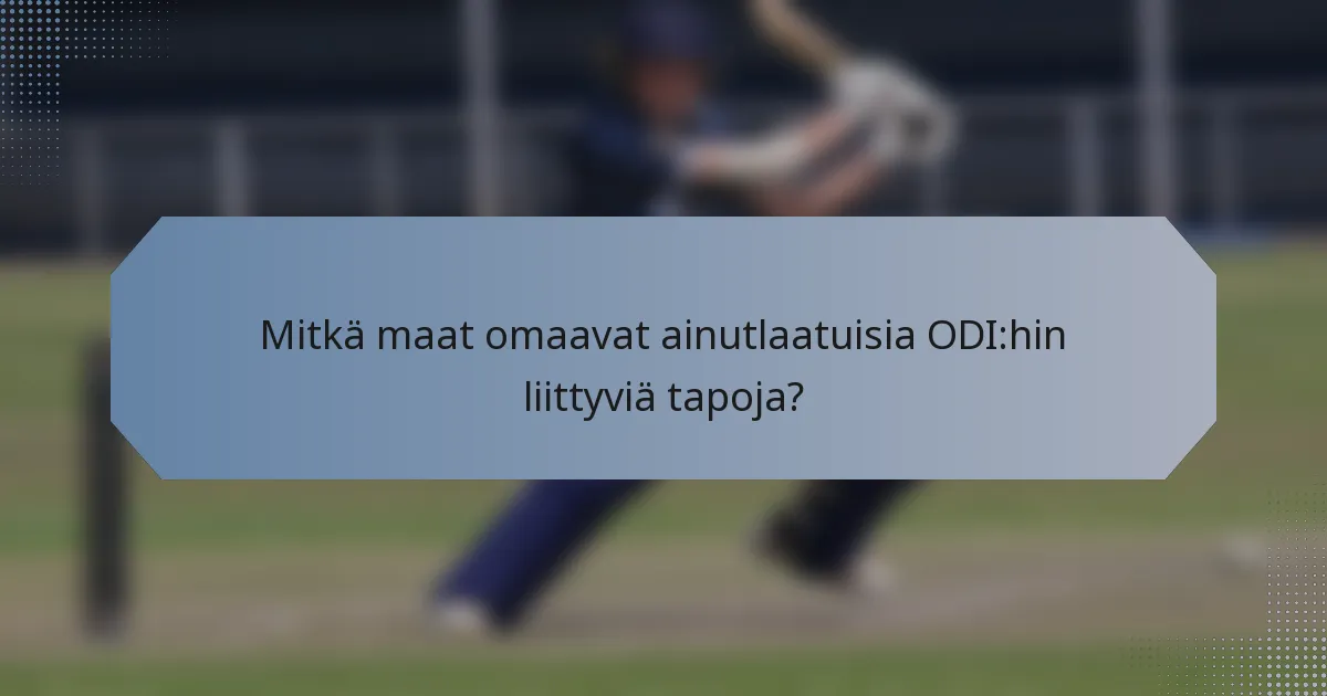 Mitkä maat omaavat ainutlaatuisia ODI:hin liittyviä tapoja?