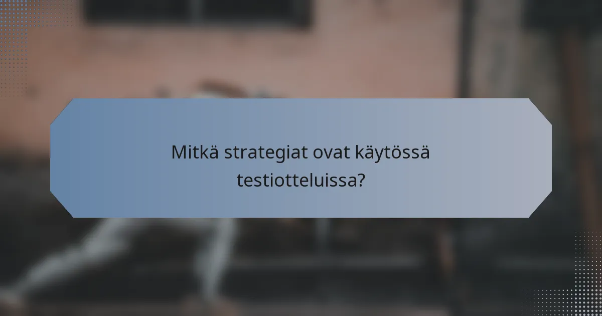 Mitkä strategiat ovat käytössä testiotteluissa?